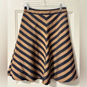 Ann Taylor A-Line Skirt Navy and Brown Stripes Size 2